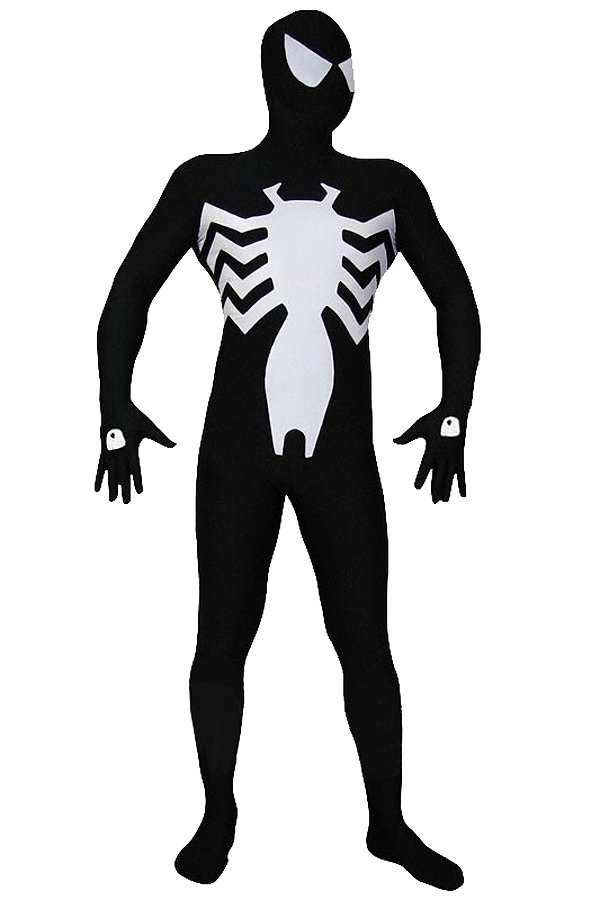 Halloween Costumes Black and White Spiderman Zentai - Click Image to Close